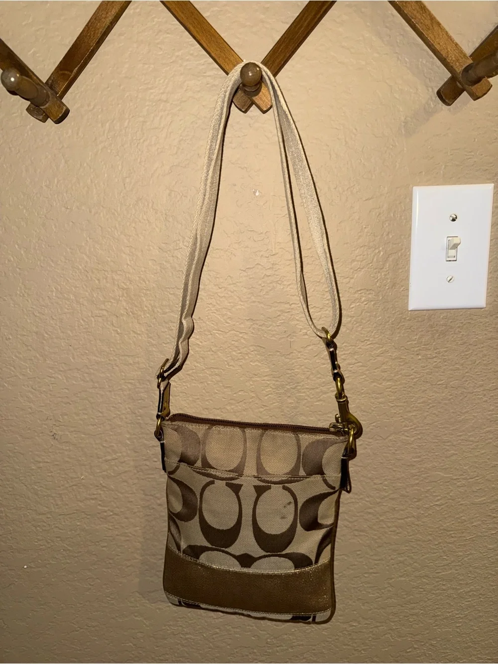 Coach Signature Canvas Crossbody in Brown and Tan